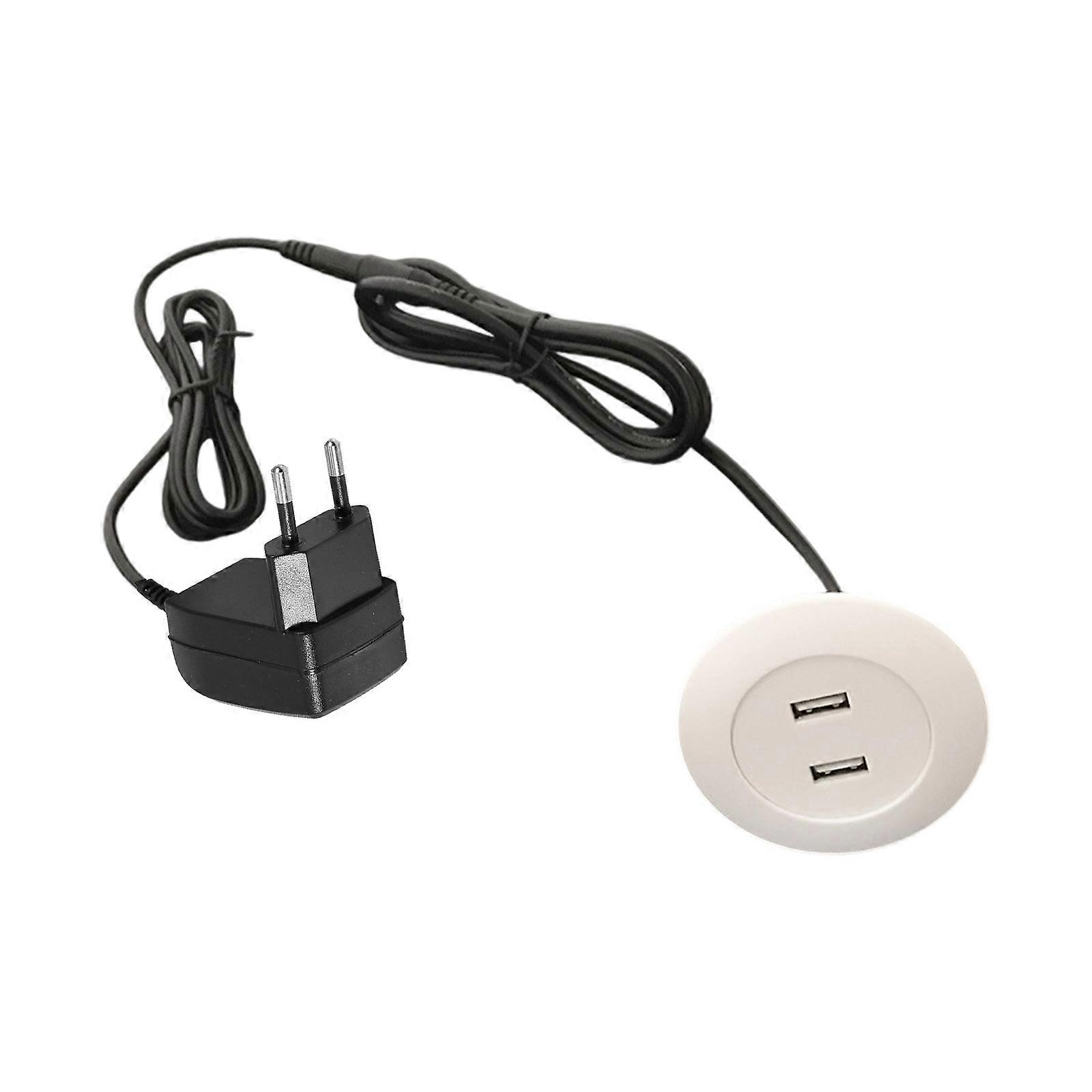 Double USB Charging Interface Desktop Embedded Double USB Socket Concealed USB Panel Socket for Laptop Phone Charging  White