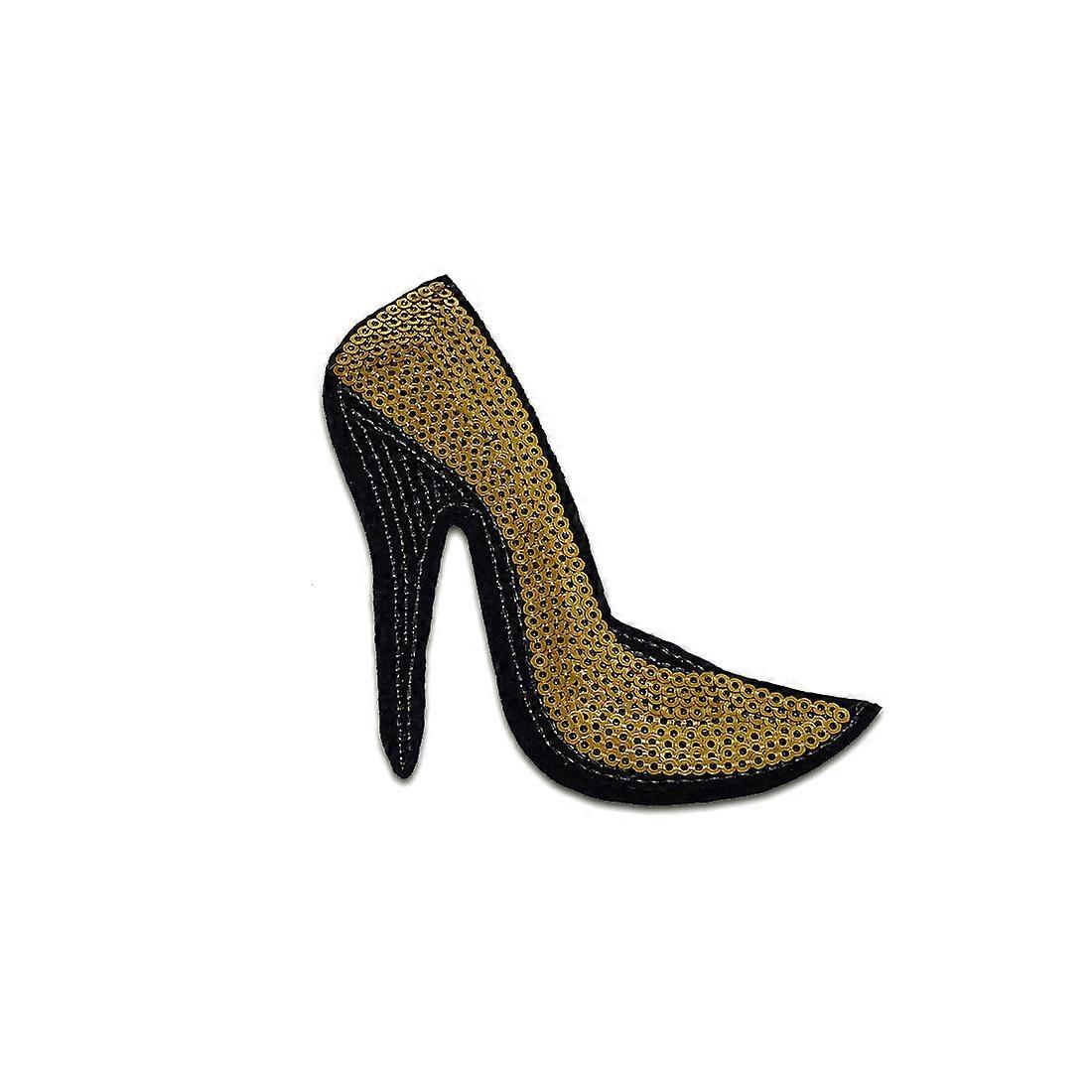 Patch / iron-on patch - Women's shoe with sequins - several colours selectable - 10.6x8.5cm - patch