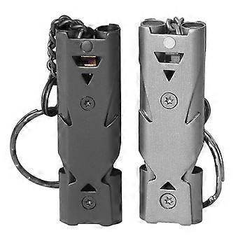 2 Pcs Stainless Steel Double Tube Survival Whistles 150dB Loud Emergency Whistle for Camping Hiking