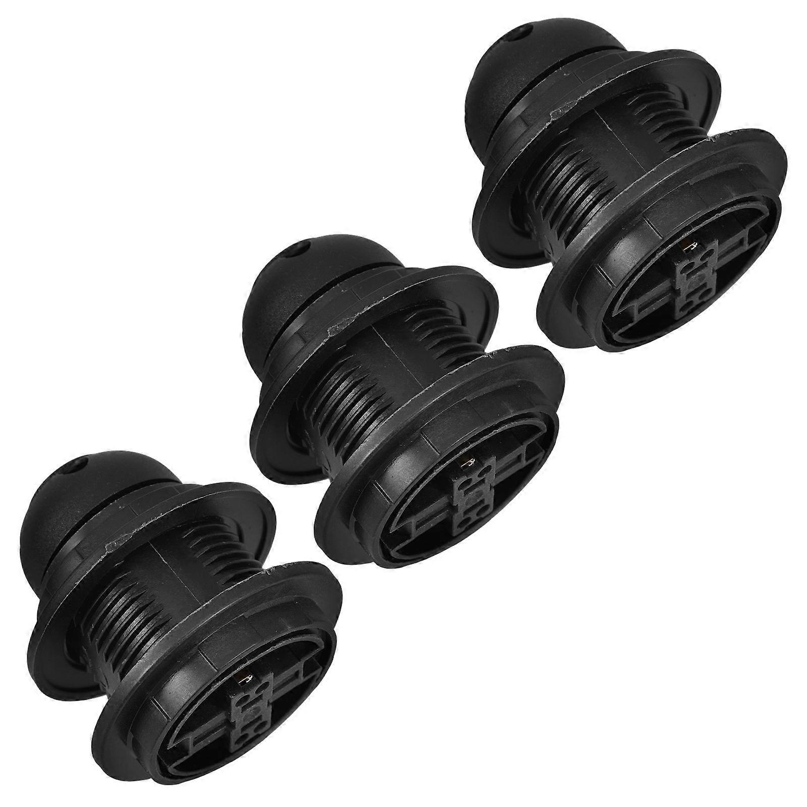 3Pcs Black E27 Double Ring Lamp Holder Full Thread Socket