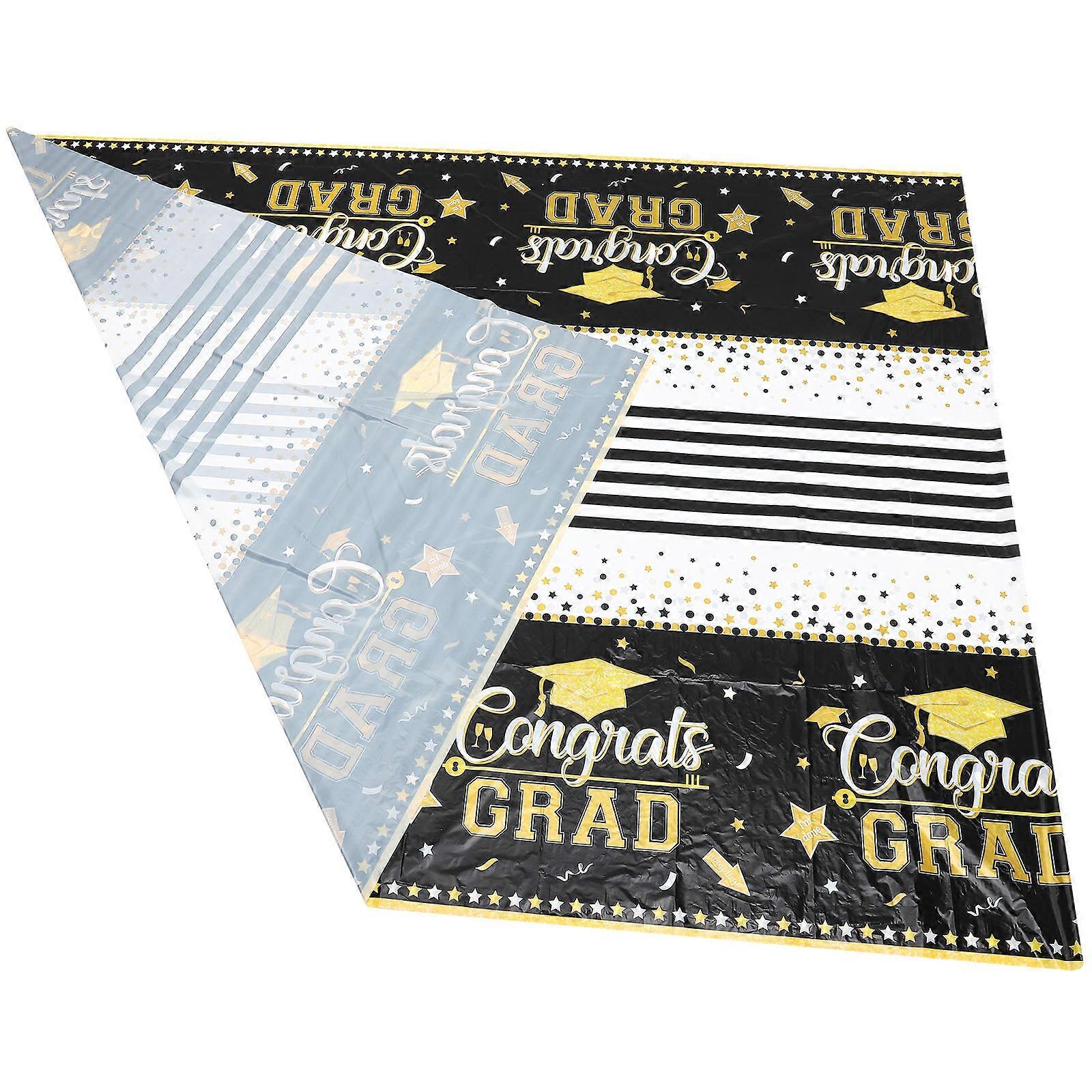 Graduation Tablecloth Decor Rectangle Cover for Dinner 5Pcs Set
