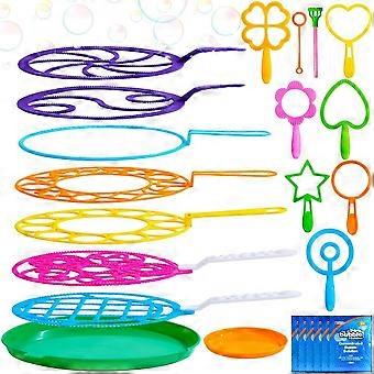 Giant Bubble Wands Set 18pcs, Bulk Bubble Maker with Tray & Solution, Outdoor Kids Toys for Summer, Easter Party Favors, Birthday Gifts
