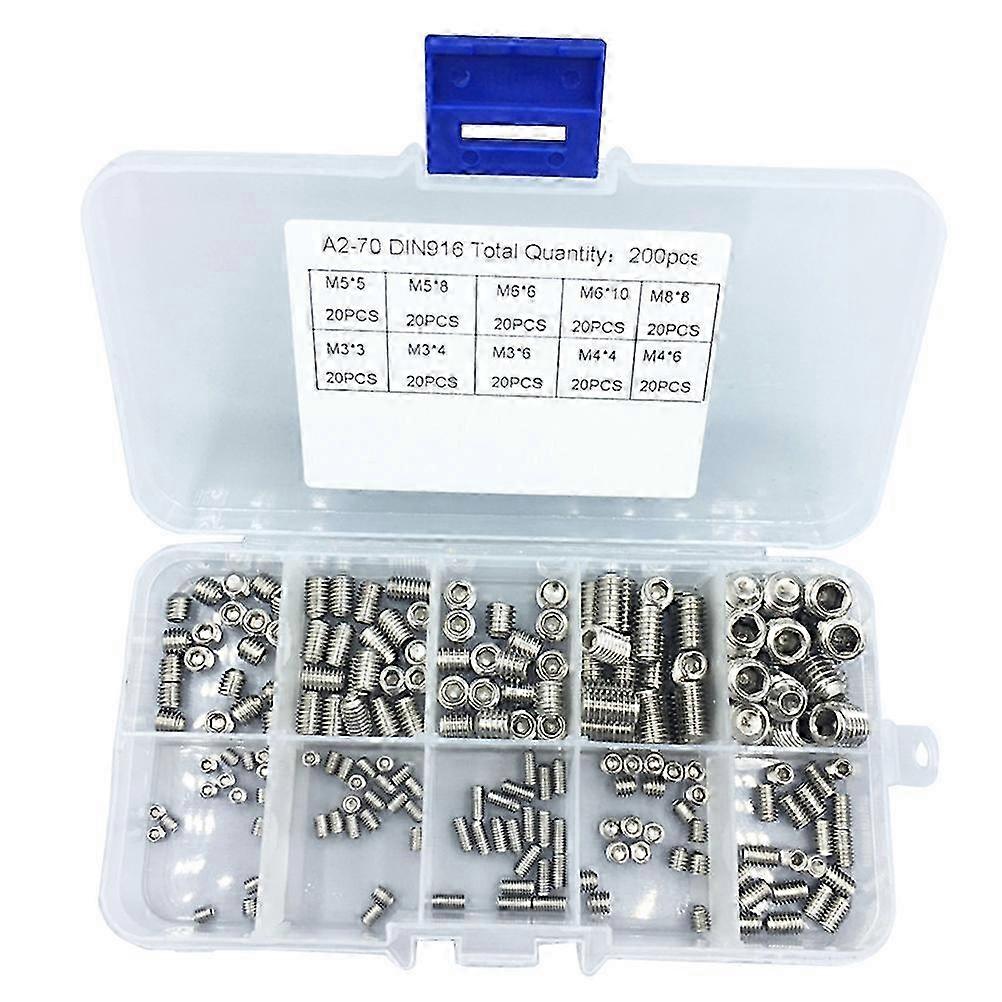 Socket Screws Machine Screw Assortment Kit Assembly Usage Silver 200Pcs