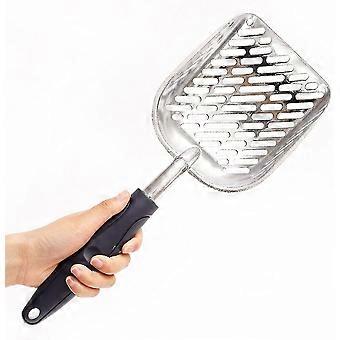 Pelle à litière en métal, en alliage d'aluminium avec manche en caoutchouc, compatible avec les animaux de compagnie et durable.