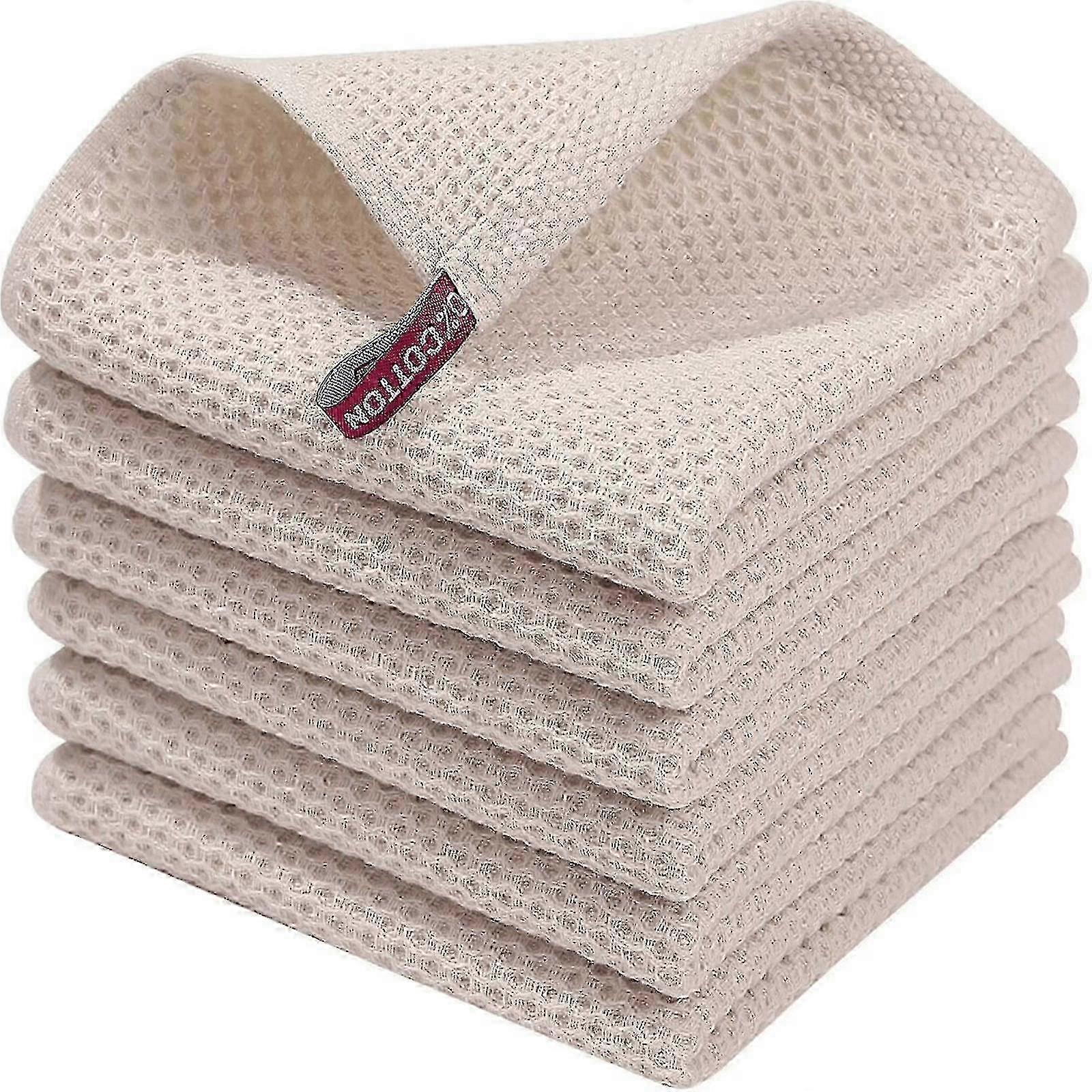 6Pack 100% Cotton Terry Tea Towels Kitchen Dish Clean Hanging Loop