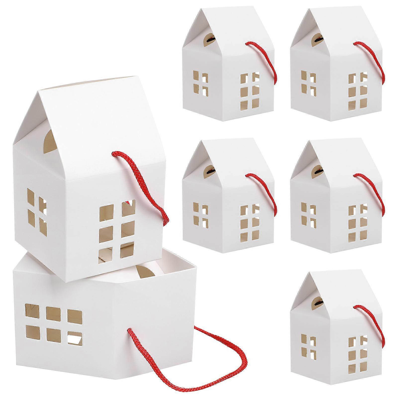 House Shaped Paper Boxes Handheld Present Bags Multi-Function Candy Boxes 10Pcs