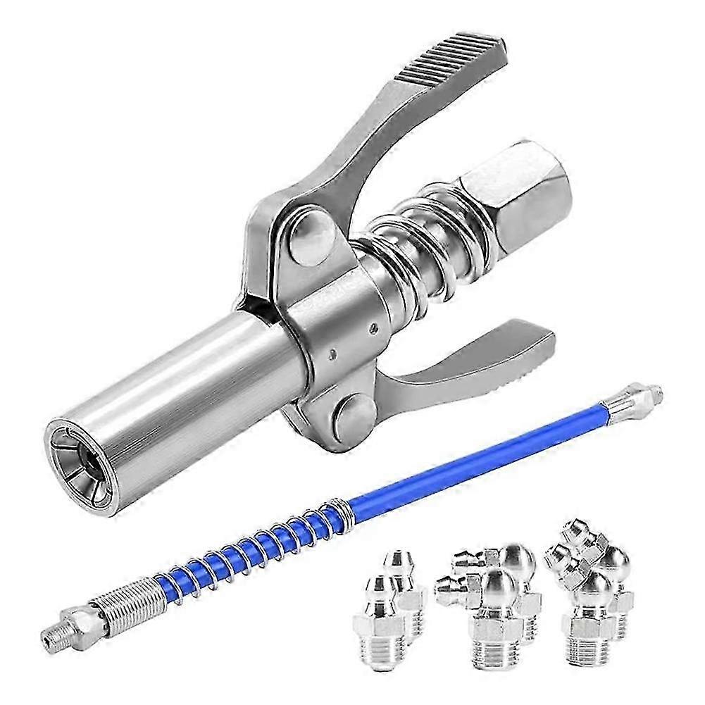 Quick Release Grease Coupler Grease Fitting Hose Coupler Double Handle Grease Tool Adapter QuickRelease Leak Proof Joint