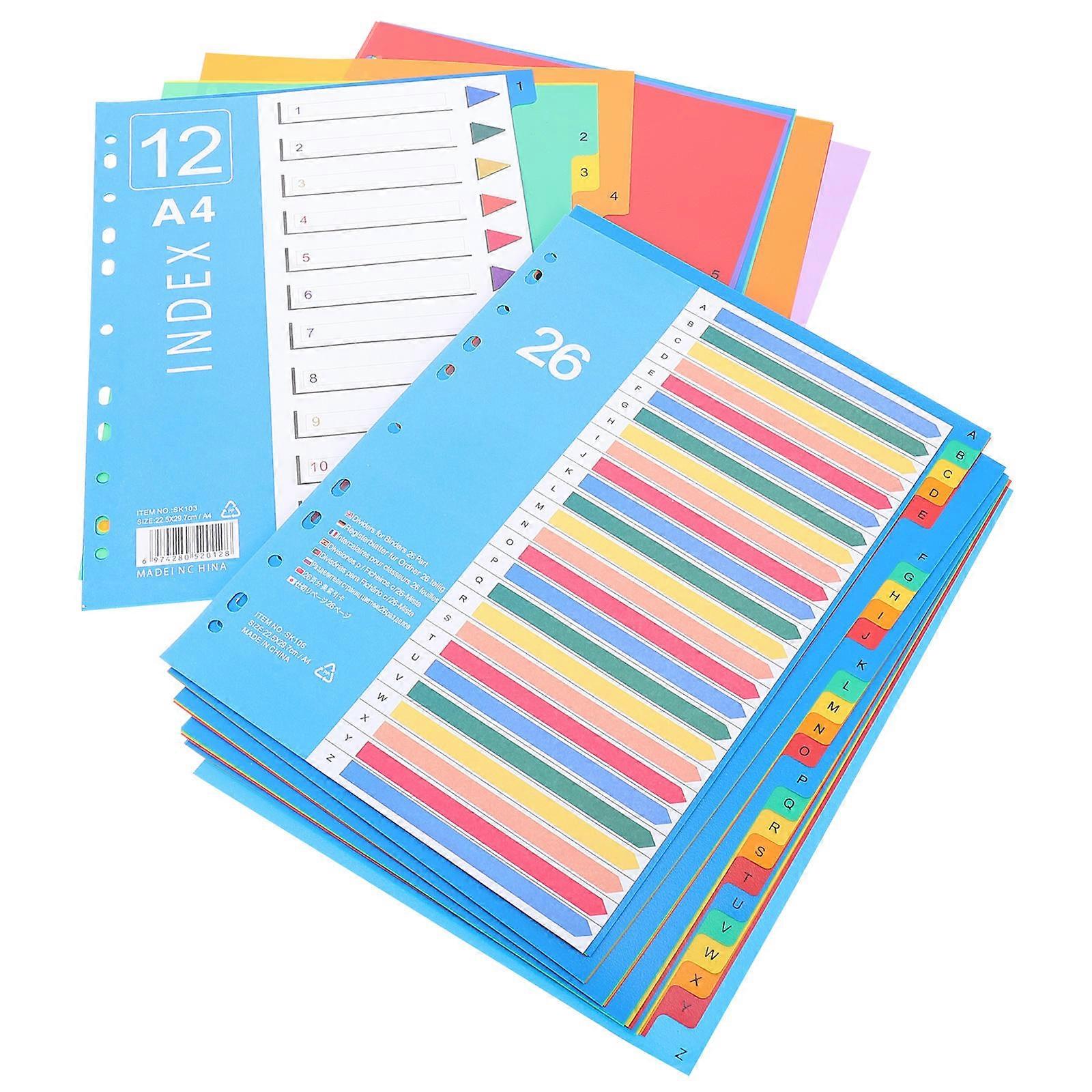 38Pcs Colored Folder Separator Loose-leaf Indexes Divider Tabs Plastic Divider