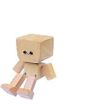 Charming Little Wooden Figure That Sways with 12pcs Magnetic Expressions, Funny Shaking Feet Wooden Man Figure, Cute Car