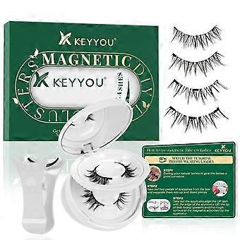 Reusable Magnetic Eyelashes, No Glue Required, with Applicator Tool - 3D Natural Magnetic Eyelashes, Easy to Apply and Long-Lasting, Suitable fo