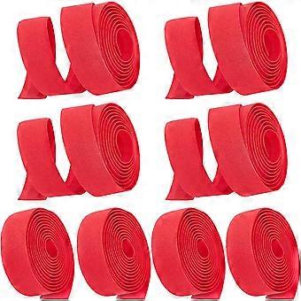 Artificial Leather Road Bike Handlebar Tapes with Resin Plugs Bicycle Bar Tape Cycling Handle Wrap Red