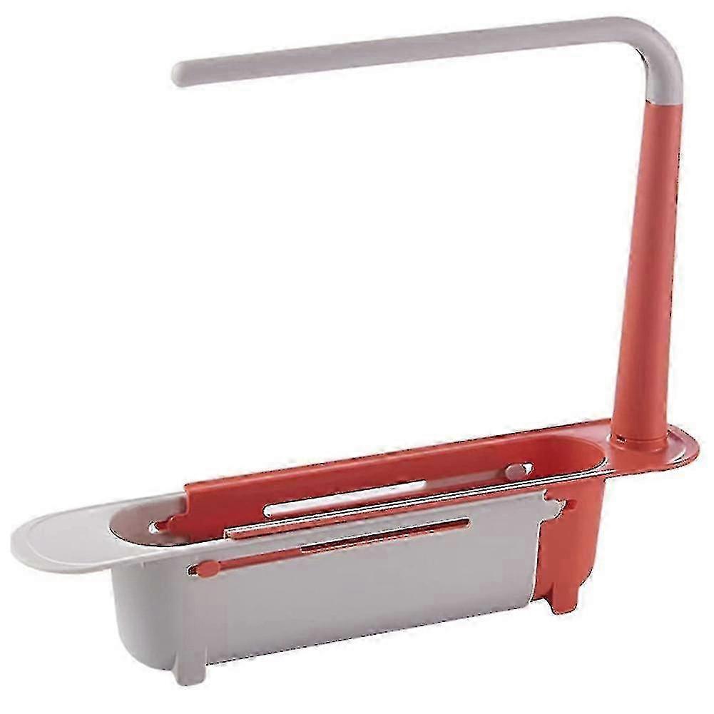 Telescopic Sink Storage Rack,drying Holder Stand Compatible With Kitchen Red