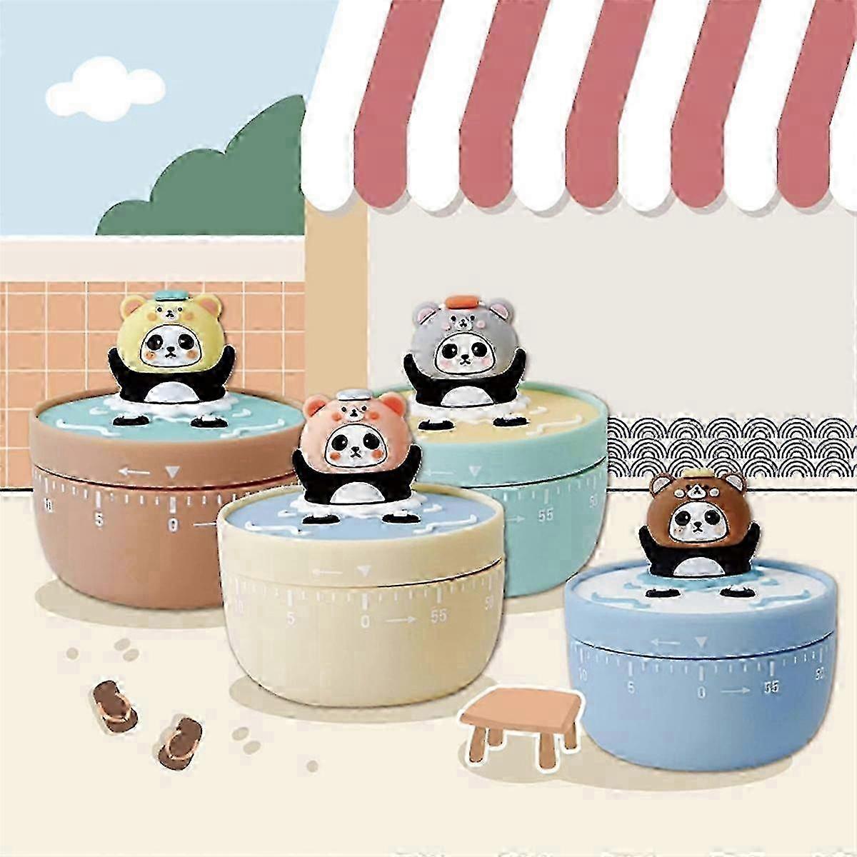 60 Min. Mechanical Kitchen Timer Panda Bathroom Manual Timer Brown