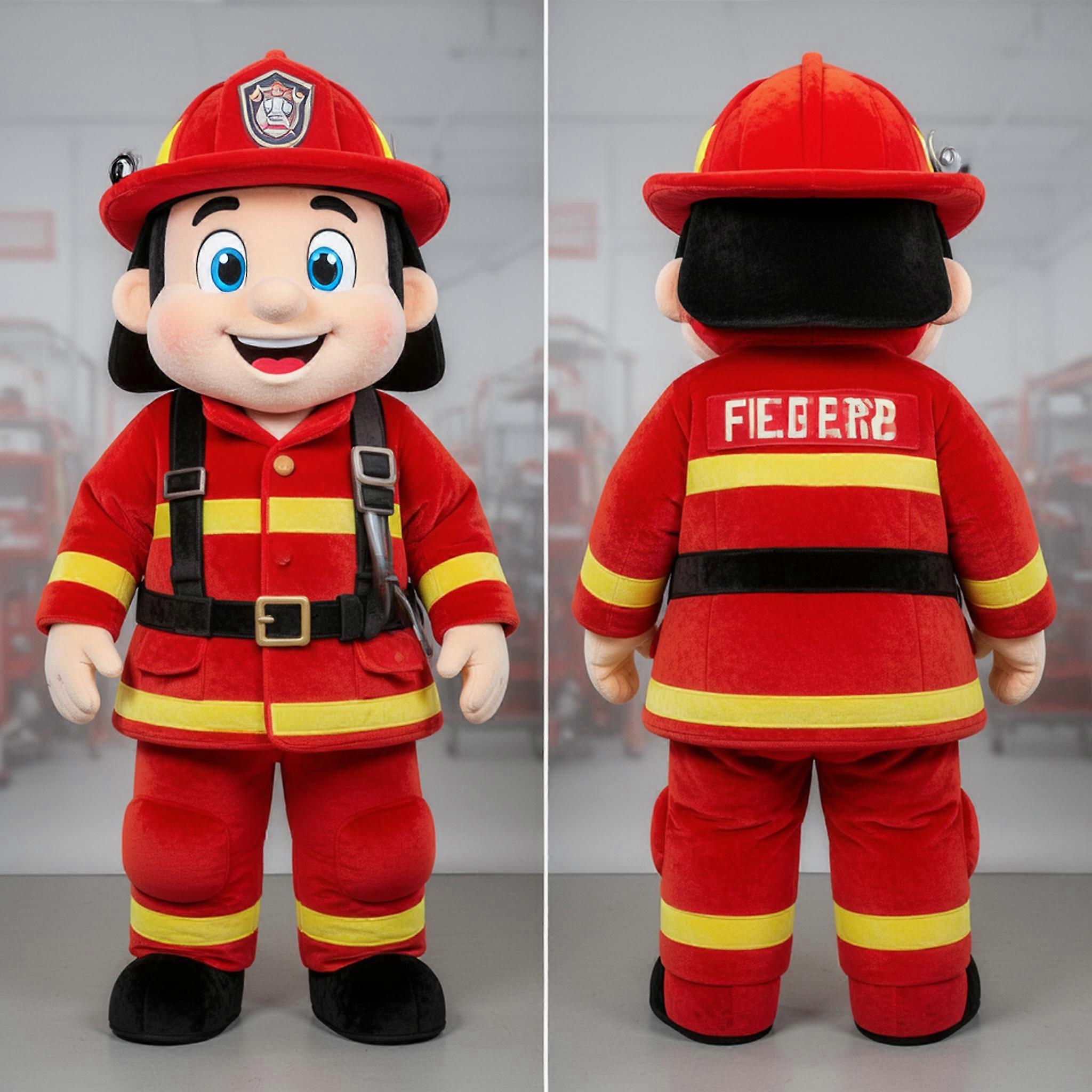 MASTICOT Crimson Red Heroic Fire Fighter Mascot