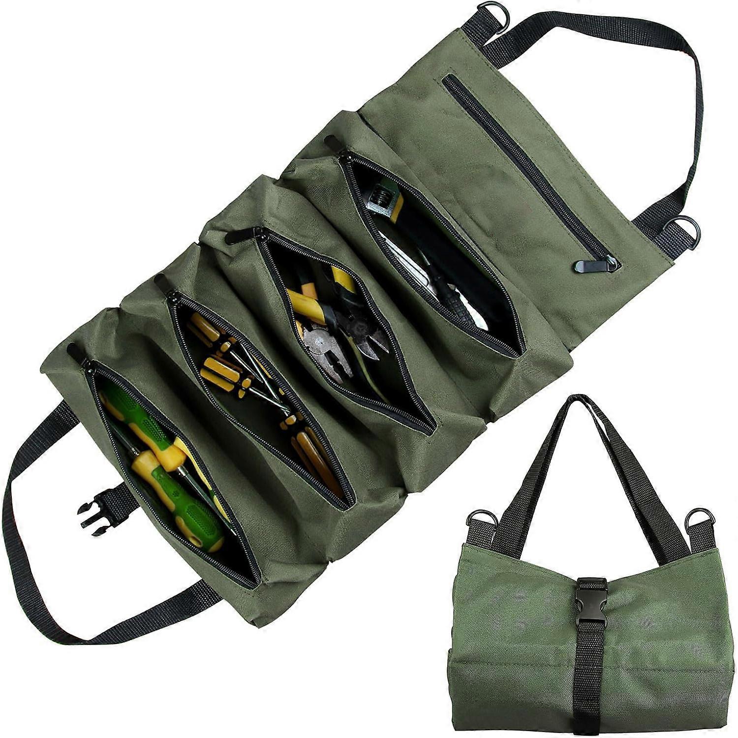 Tool Roll Bag, Canvas Roll Up Tool Bag, Multi-Purpose Tools Organiser Bag