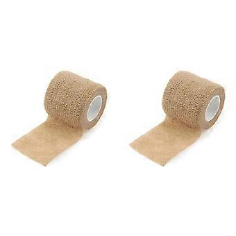 2X Sport Self Adhesive Elastic Bandage Wrap Tape for Knee Support Pads Finger Ankle Palm Shoulder 5cm X 4.5M Light Brown