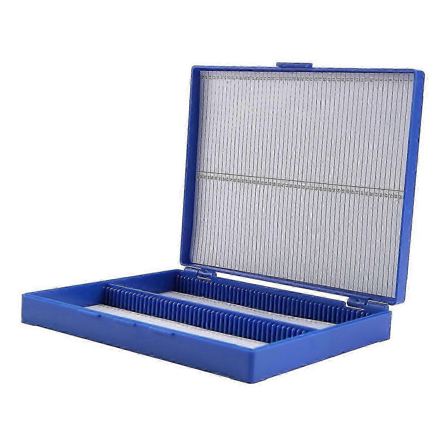 Royal Blue Plastic Rectangle Hold 100 Microslide Slide Microscope Box