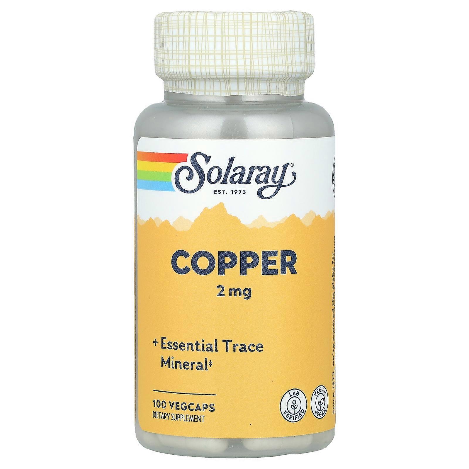 2 x Solaray, Copper, 2 mg, 100 VegCaps