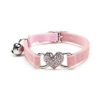 Rhinestone Heart Cat Collar With Bell