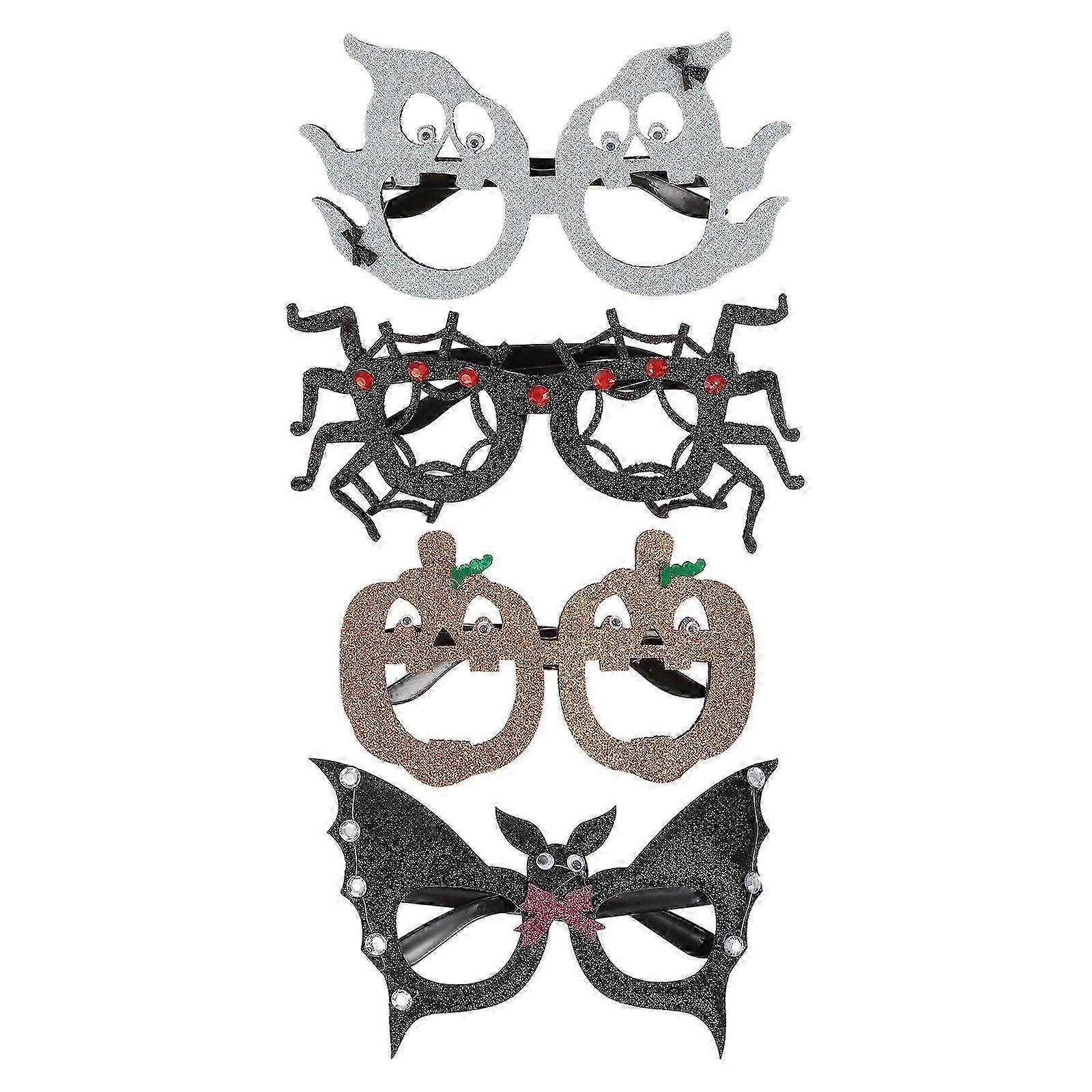 Halloween Glasses Pumpkin Ghost Bat Glasses compatible with Decor 4Pcs Set