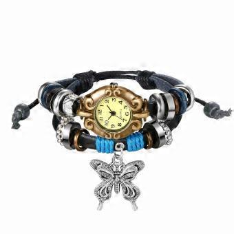 Women's Vintage Ethnic Wrap Bracelet Watch, Analog Quartz Wristwatch with Multi-Layer Faux Leather Cord and Pendant, Bohemian Christmas Gift