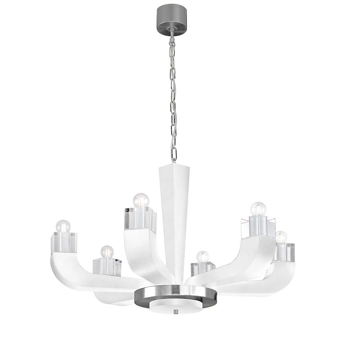 Riviera Multi Arm Pendant Ceiling Light 6 Light White