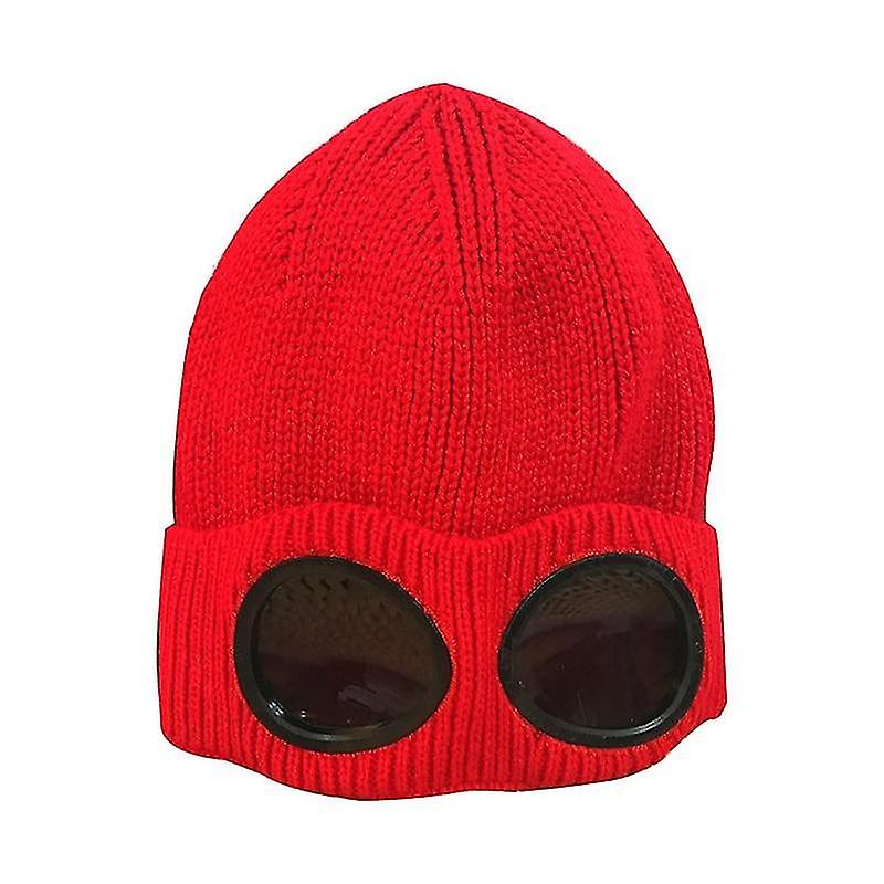 Wool Knitted Goggles Beanie Thermal Fluffy Warm Cap