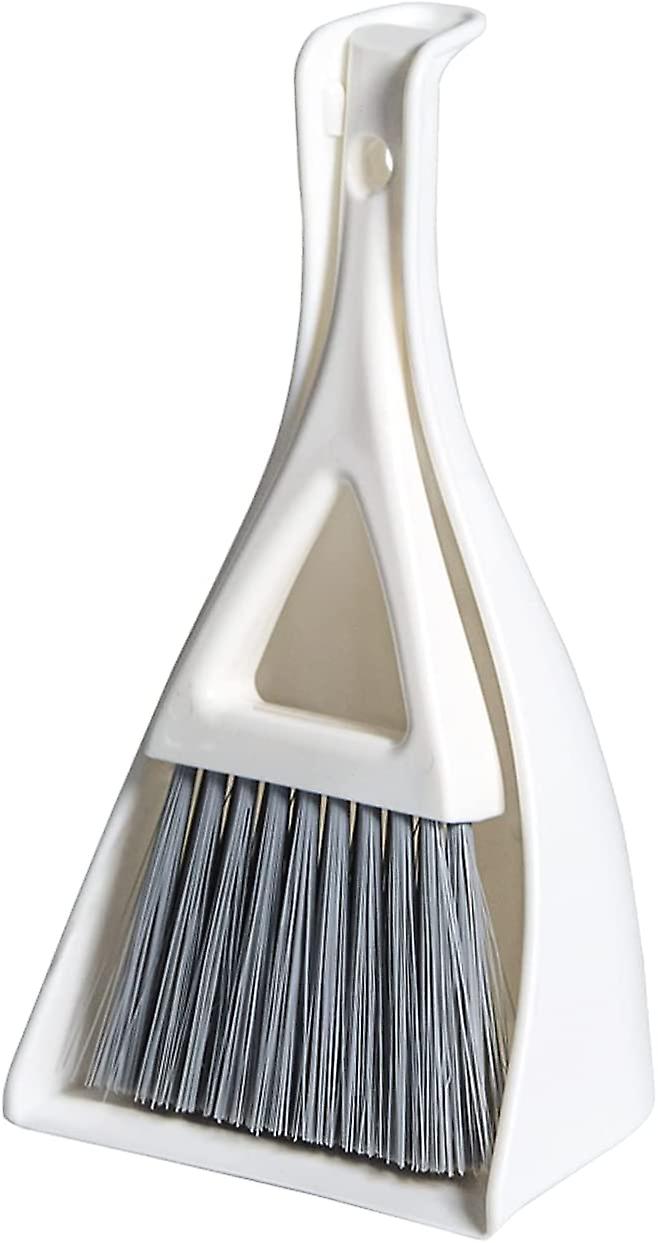 Mini Set di paletta e spazzola, set di paletta compatta e scopa a mano, bianco