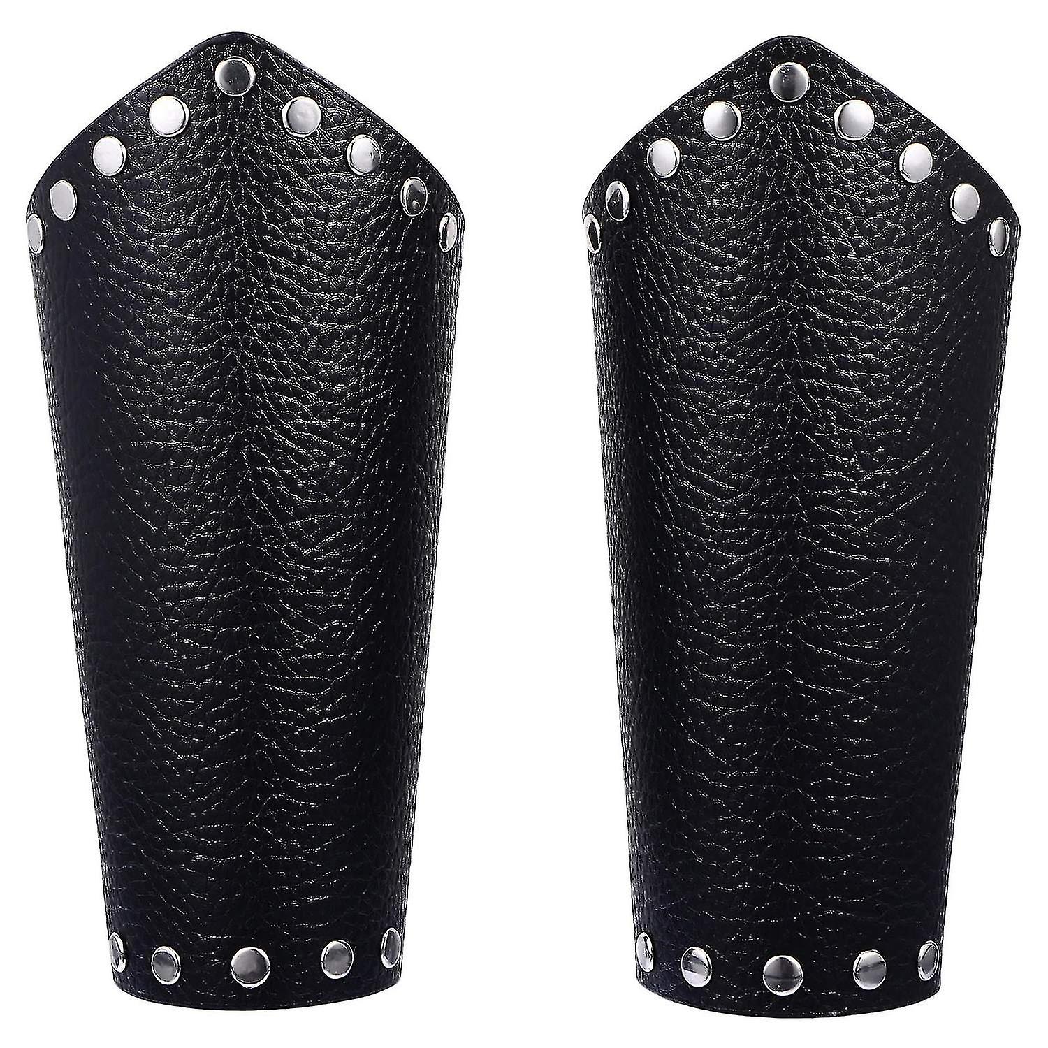 1 Pair Punk Warrior Wrist Armor Leather Gauntlet Wristband Medieval Bracers