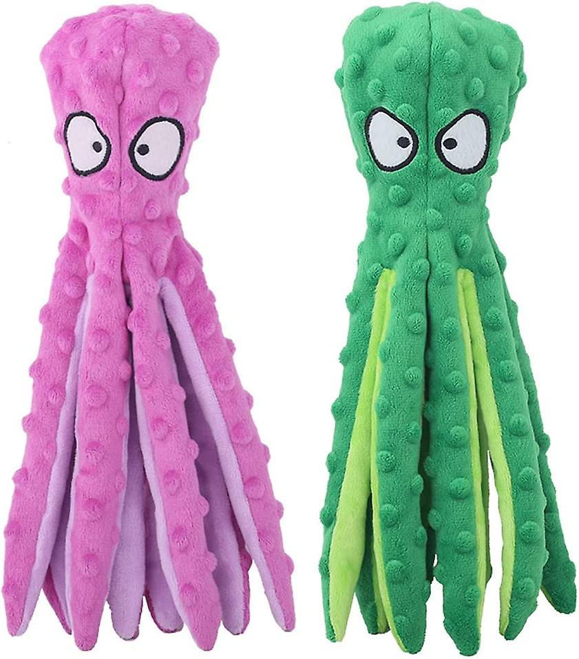 Dog Squeaky Octopus Toys- No Stuffing Plush Toy with Sounding Crinkle Paper and Squeaker Inside for Puppy Teething Durable Interactive Dog Chew Toys f