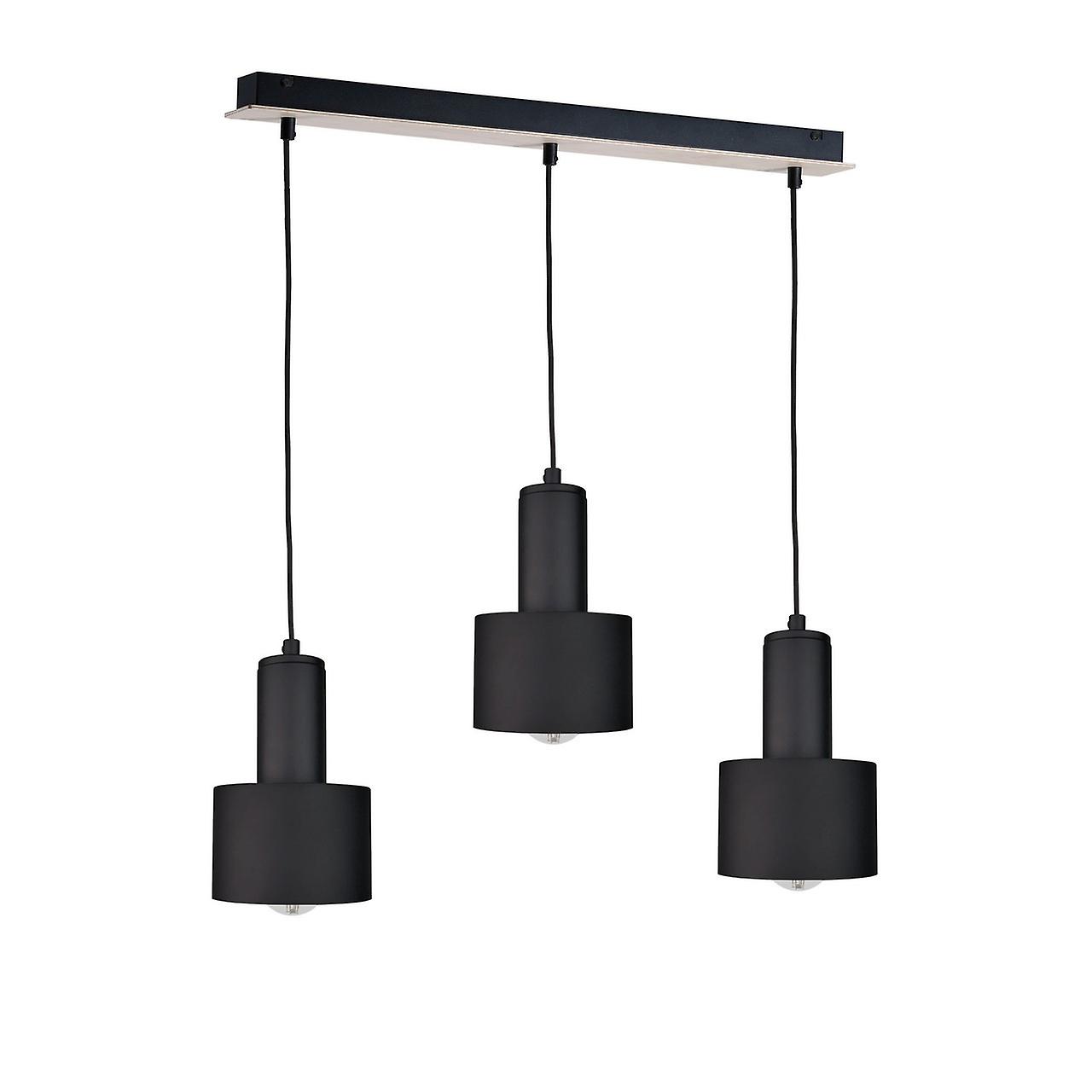 Luce Bar Pendant Ceiling Light Black, Wood, 60cm, 3x E27