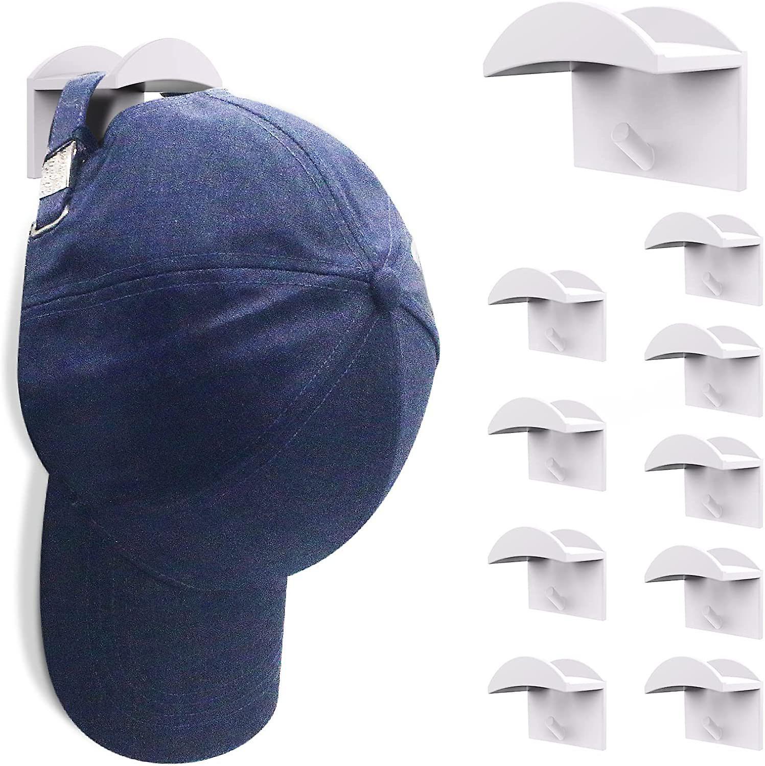 Cap Holder,10 PCS Baseball Cap Holders Punch-Free Adhesive Baseball Helmet for Baseball Caps, Scarves, Handbag, Towel Closet