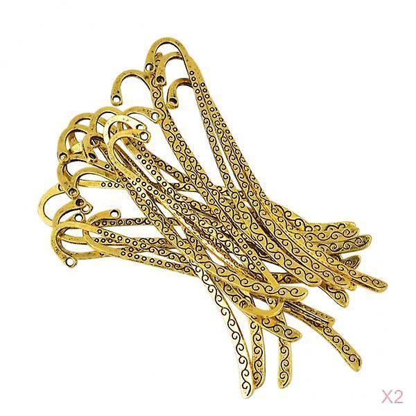 40Pcs Tibetan Silver Beaded Bookmarks with Loop For DIY Making Antique Gold