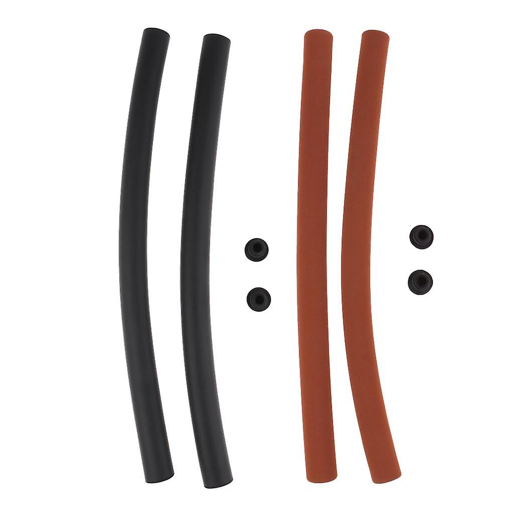 2 Pairs Foamed Silicone Bicycle Handlebar Grips Bright Black+Matte Brown