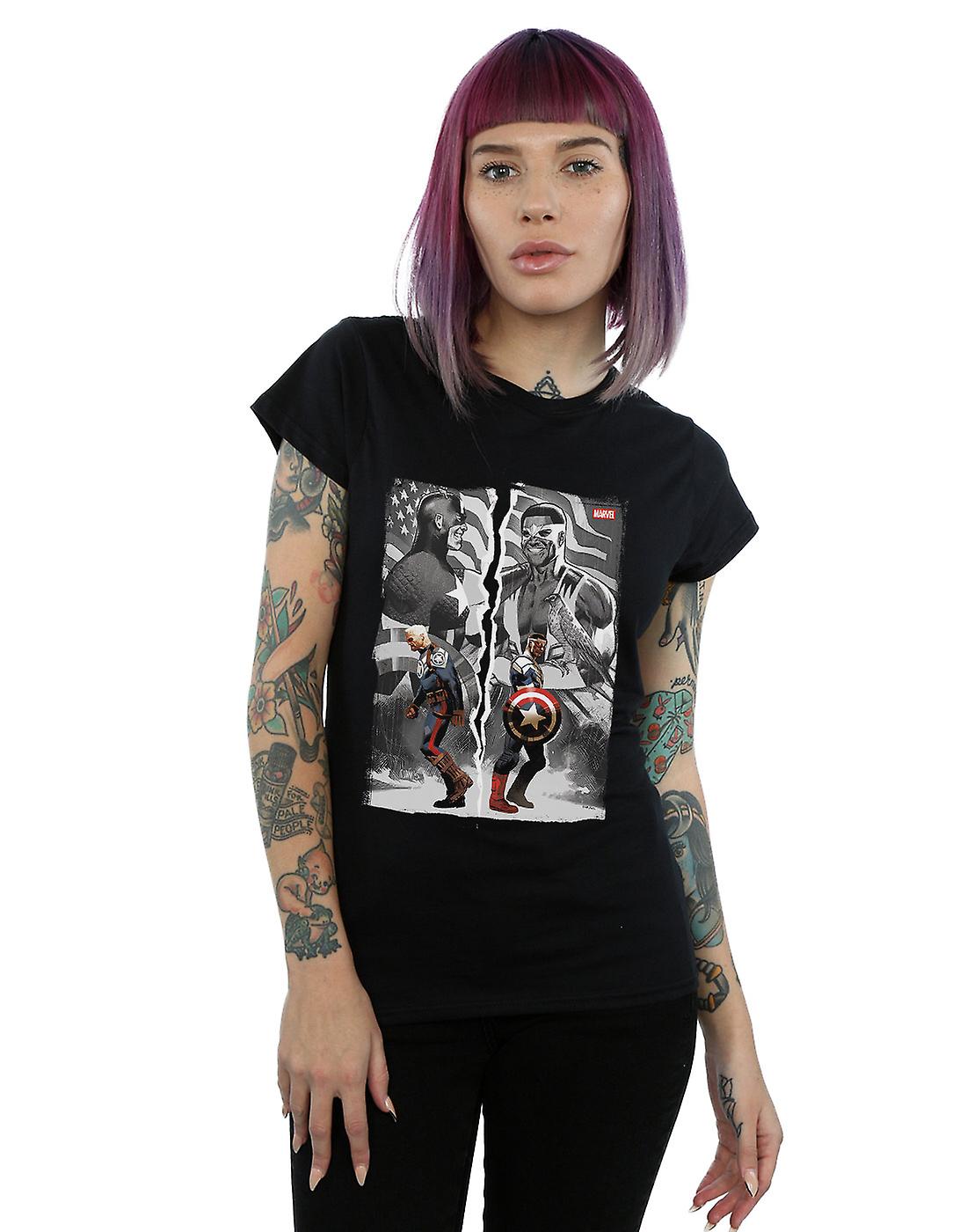 Marvel Women's Falcon And Captain America Split T-Shirt