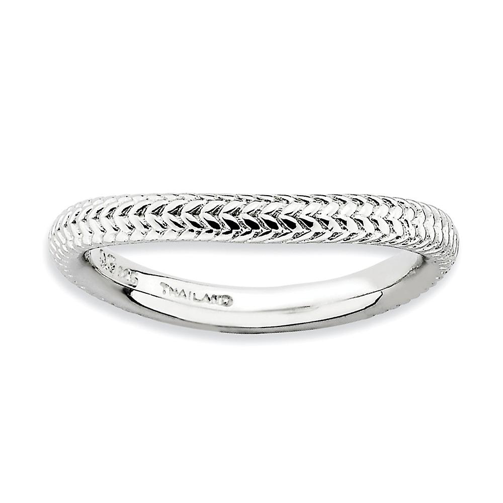 2.25mm 925 Sterling Silver Stackable Polished Rhodium Plate Wave Ring-Stackable-Ring for Women - Ring Size: 5 to 10