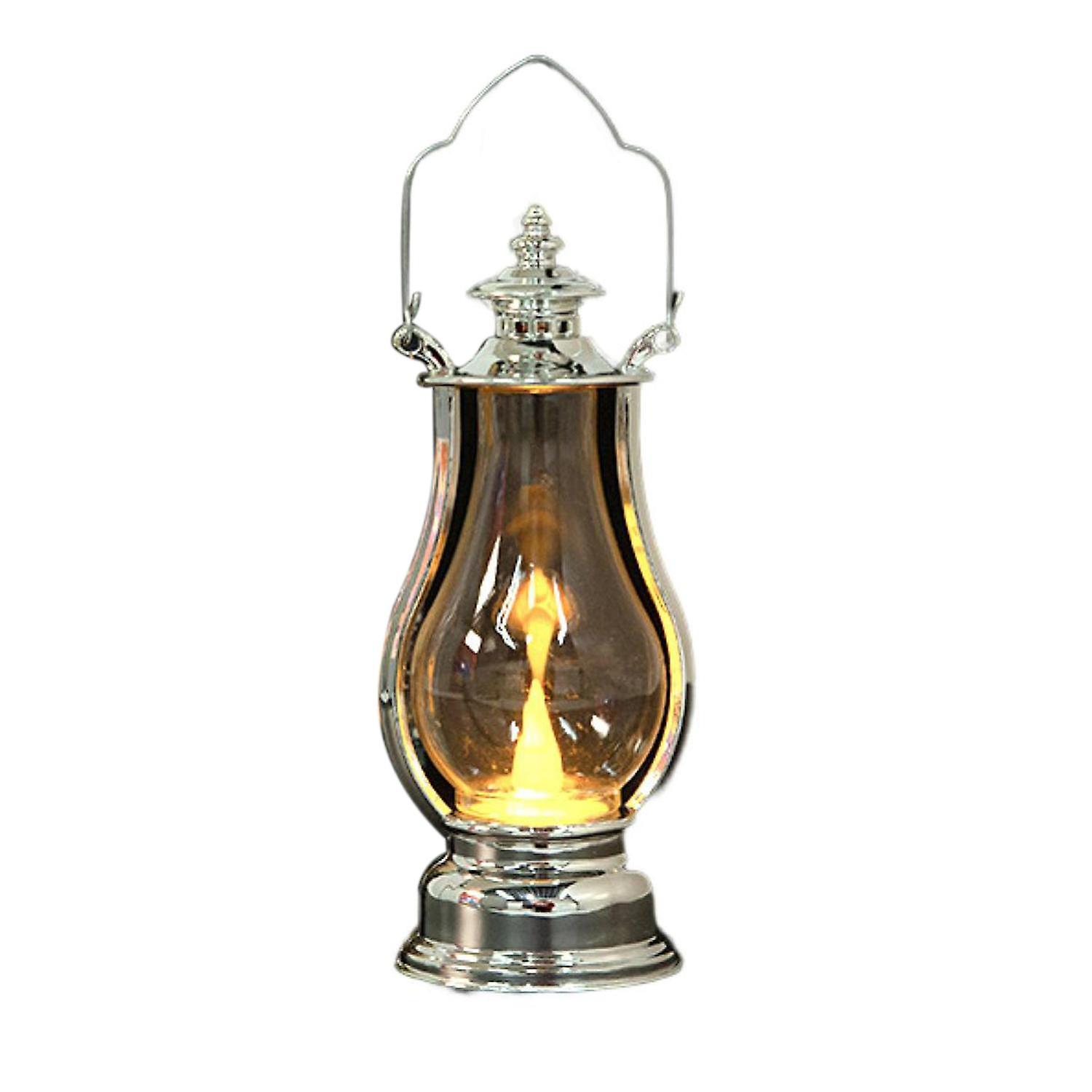 ZHOUBA LED Lantern Warm Light Power Saving Waterproof Portable Handle Retro Electronic Candle Lamp S