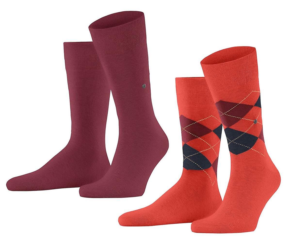 Burlington Everyday Argyle Mix 2 Pack Socks - Ziegel Orange/Red