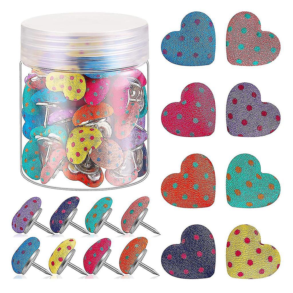 60 Pieces Colored Heart-like Pushpins Photo Memo Document Steel Tack Map Pins