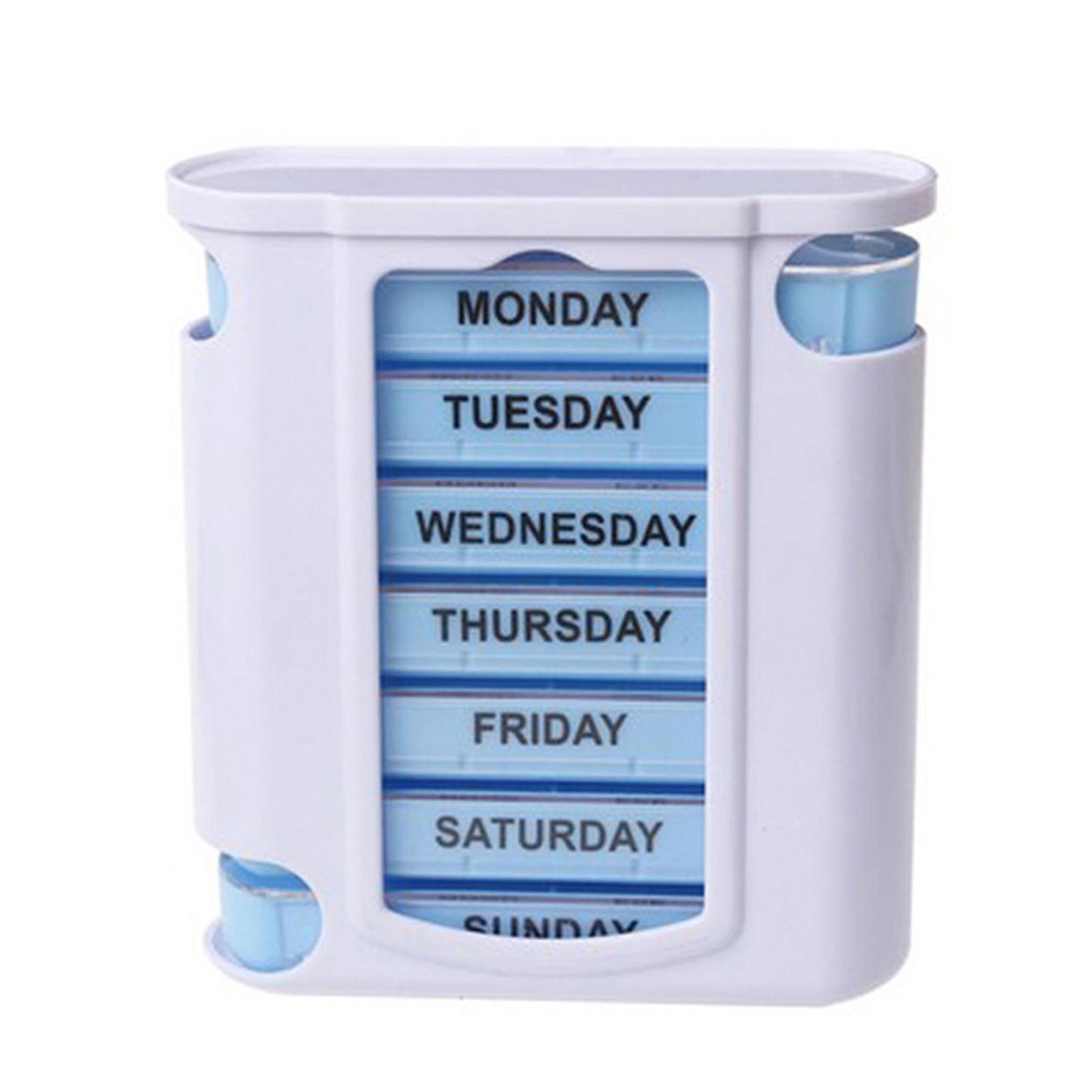 Compact Blue and White 7-Layer Medicine Organizer with Separate Drawers