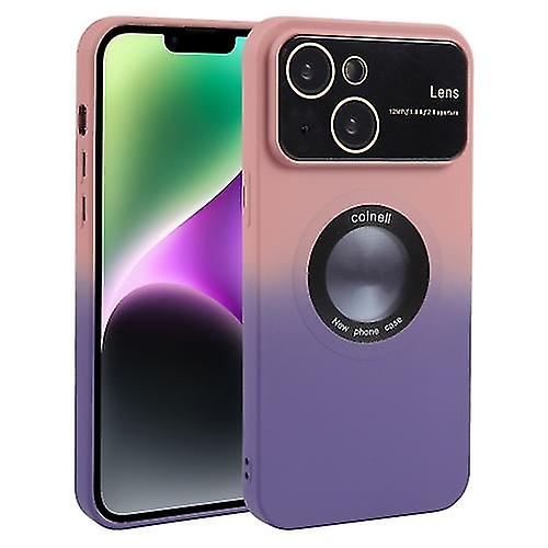 For Iphone 15 Plus Gradient Silicone Shockproof Magsafe Phone Case With Lens Film