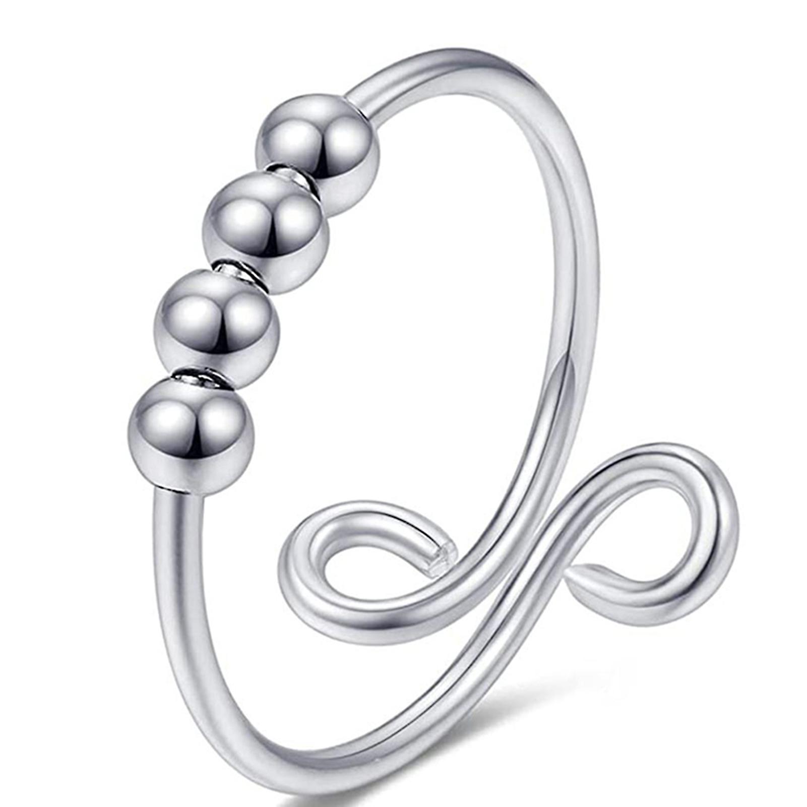 Anneau rotatif Perle d’anxiété anti-stress Single Circle Rotatable Décompression de balle Ouverture Anneau féminin