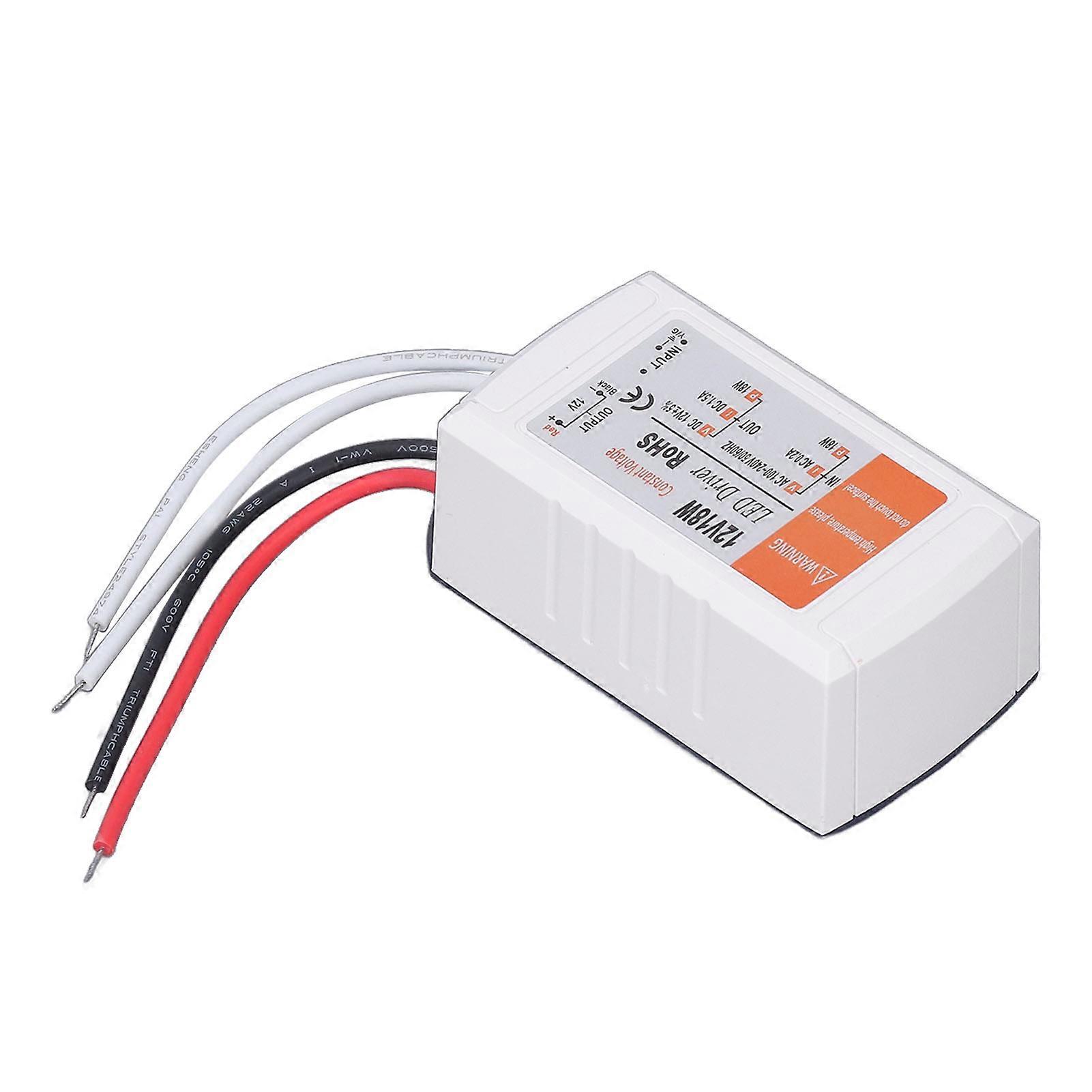 Pilote LED 12 V 18 W, alimentation 12 V 1,5 A 18 W pour bandes lumineuses LED, ampoules, AC 100-240 V