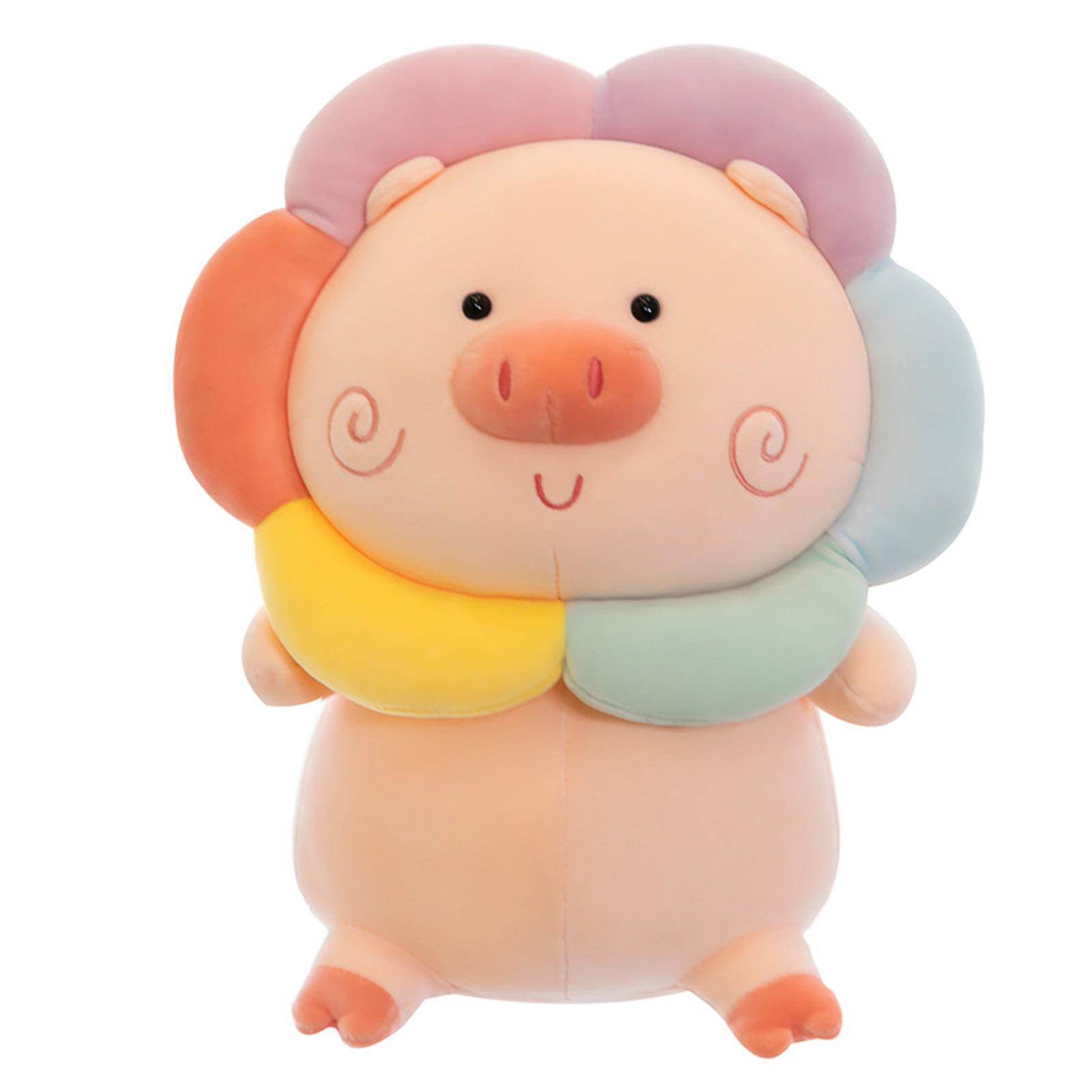 Rainbow Pig Plushy with Q Version Cuddly Animal Toys Sleeping Pillow Toy