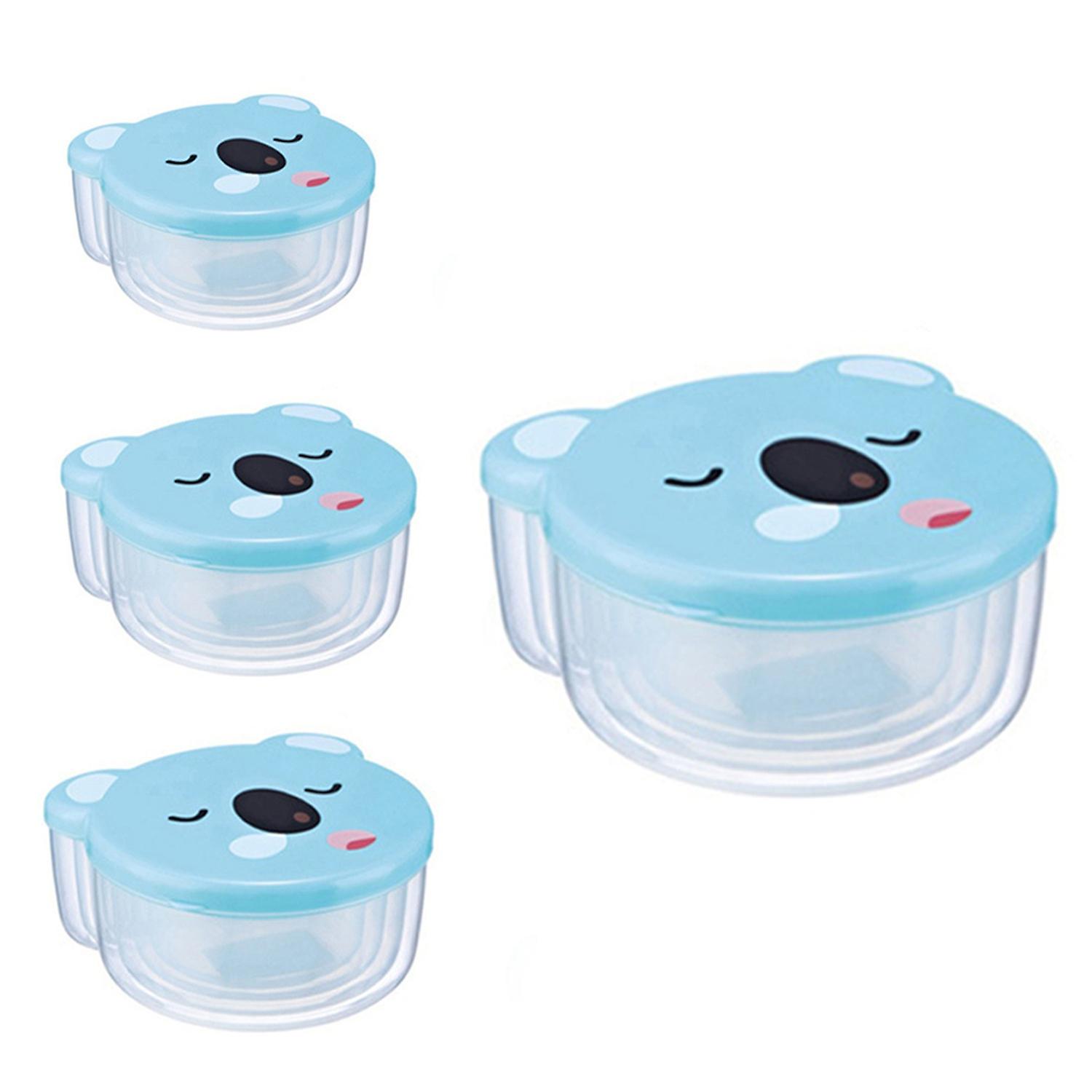 4Pcs/Set Food Container Leak-proof Large Capacity PP Microwave Safe Cartoon Snack Container for