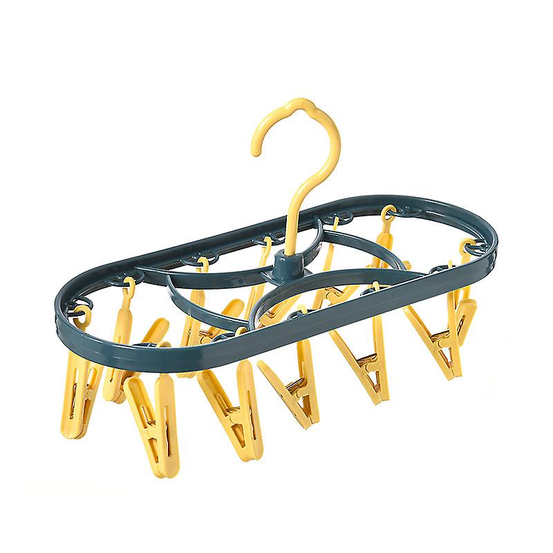 Clothesline Clips, Hanging Clothes Dryer with 12 Clips,Mini Rotating Hanging Clothes Dryer,for Underwear and Socks.