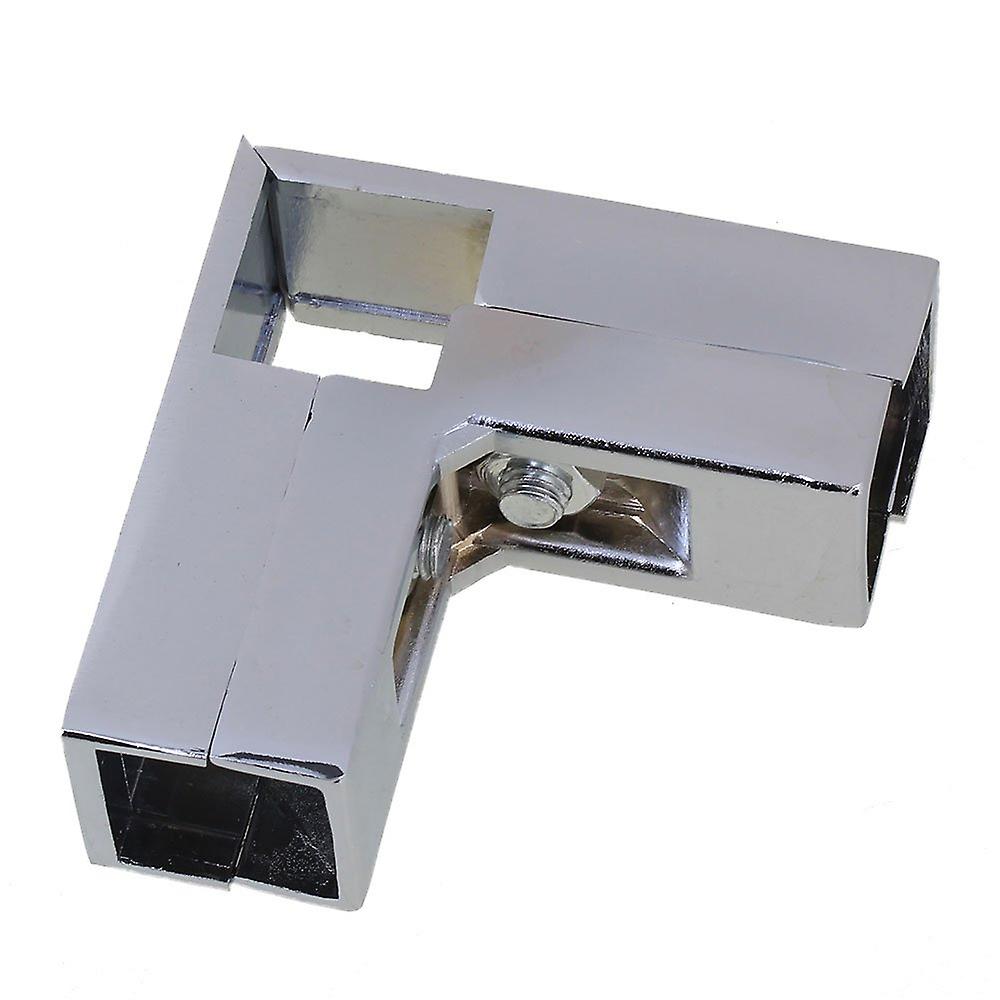 Silver Alluminum Alloy L Shape Garment Square Tube Connector 3 way for 25mm Pipe