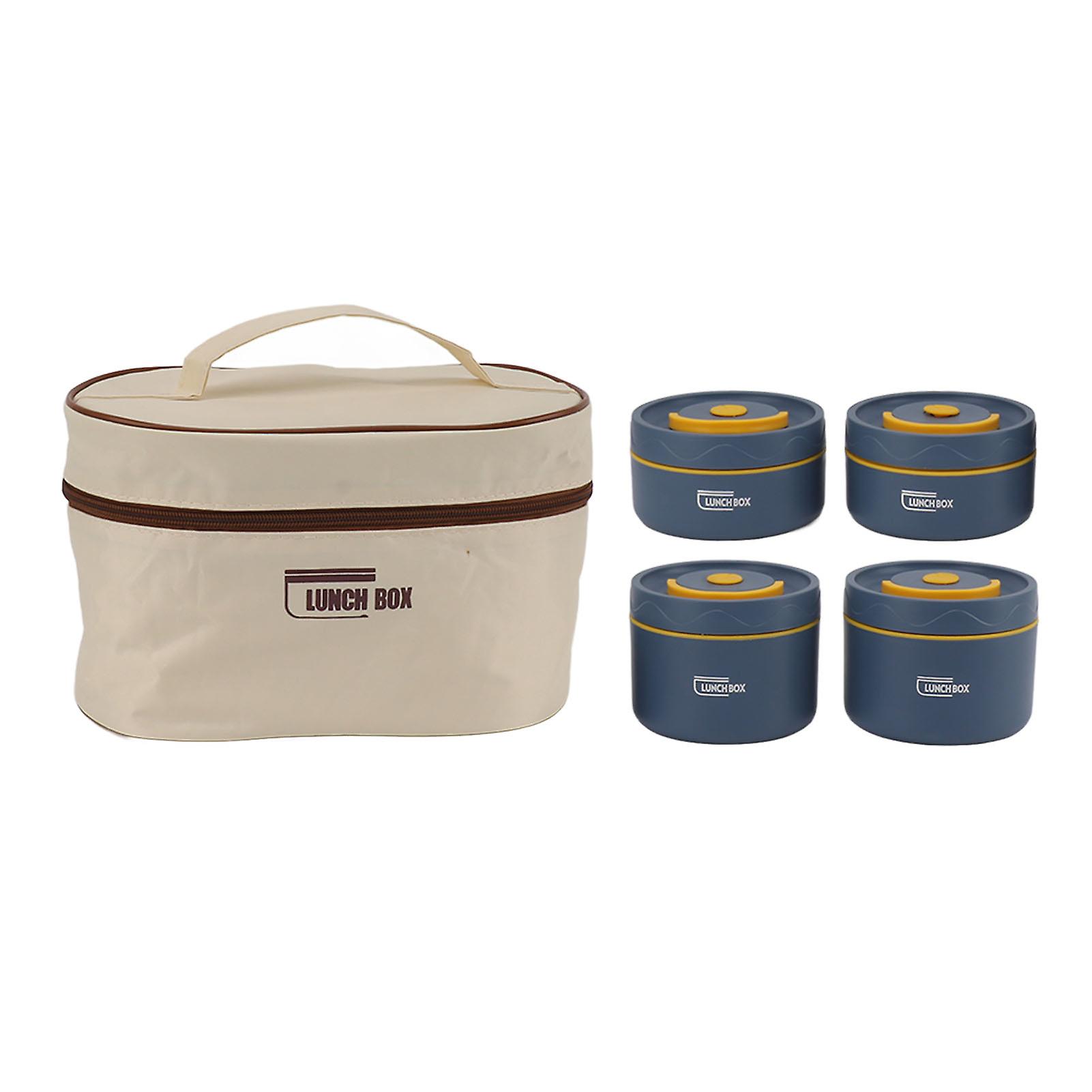 Bento Lunch Box Round with Lid and Bag Leak Proof Stainless Steel Large Capacity Microwave Safe Easy Clean Container for Office