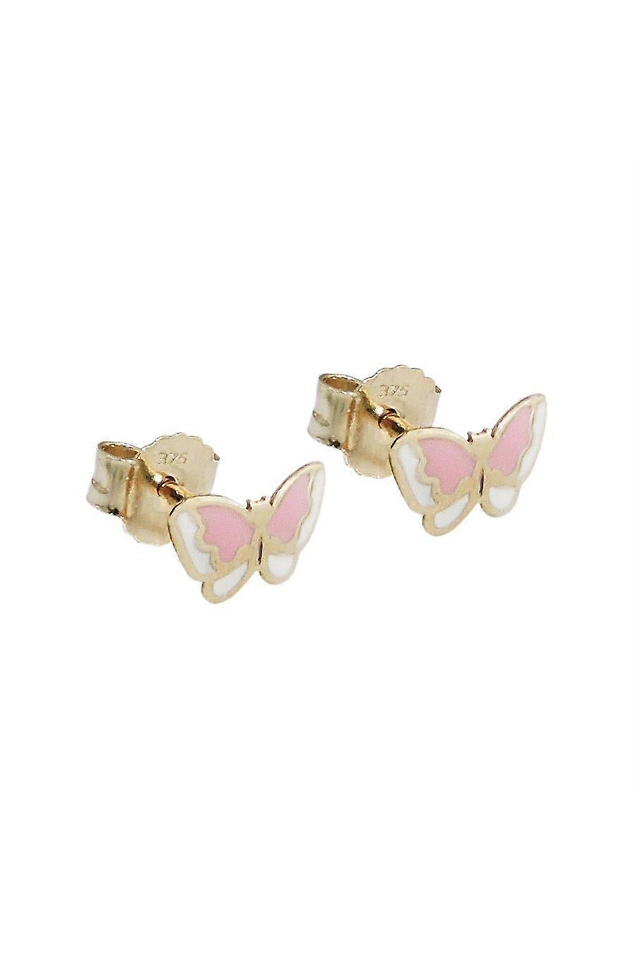 Stud Earrings Butterfly Pink/ White 9k Gold - Gl431044