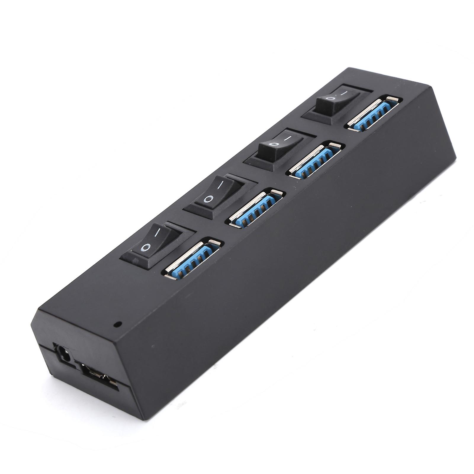 USB 3.0 Hub 4?Port Expander Date Hub with Individual Power Switches for Keyboard Wide Voltage 100?240VEU Plug
